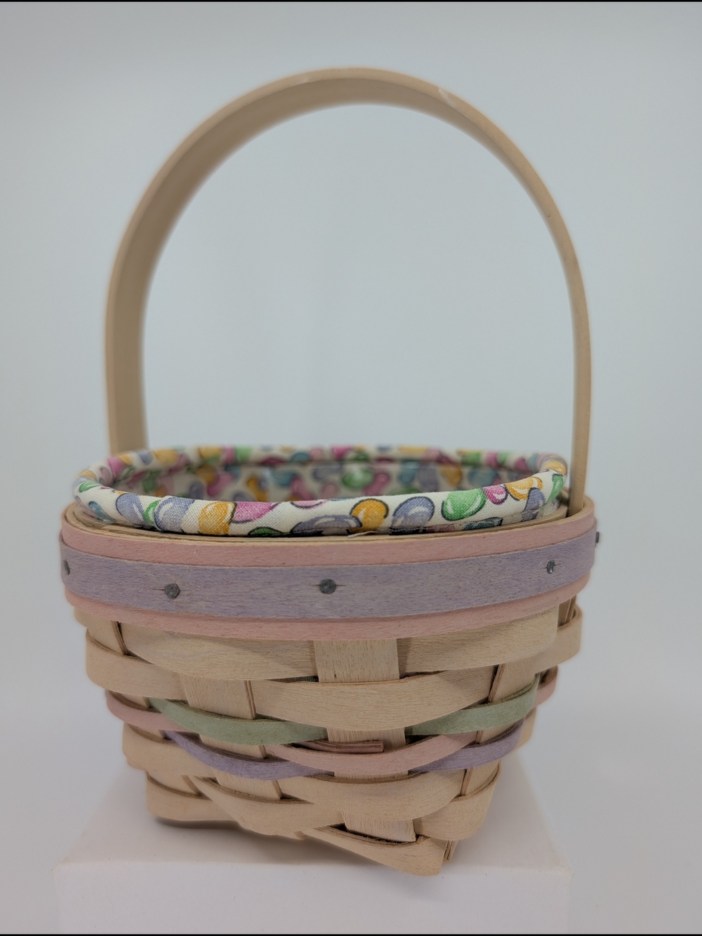 Longaberger 2000 Century Whitewash Small Easter Basket/Jellybean Liner/Protector